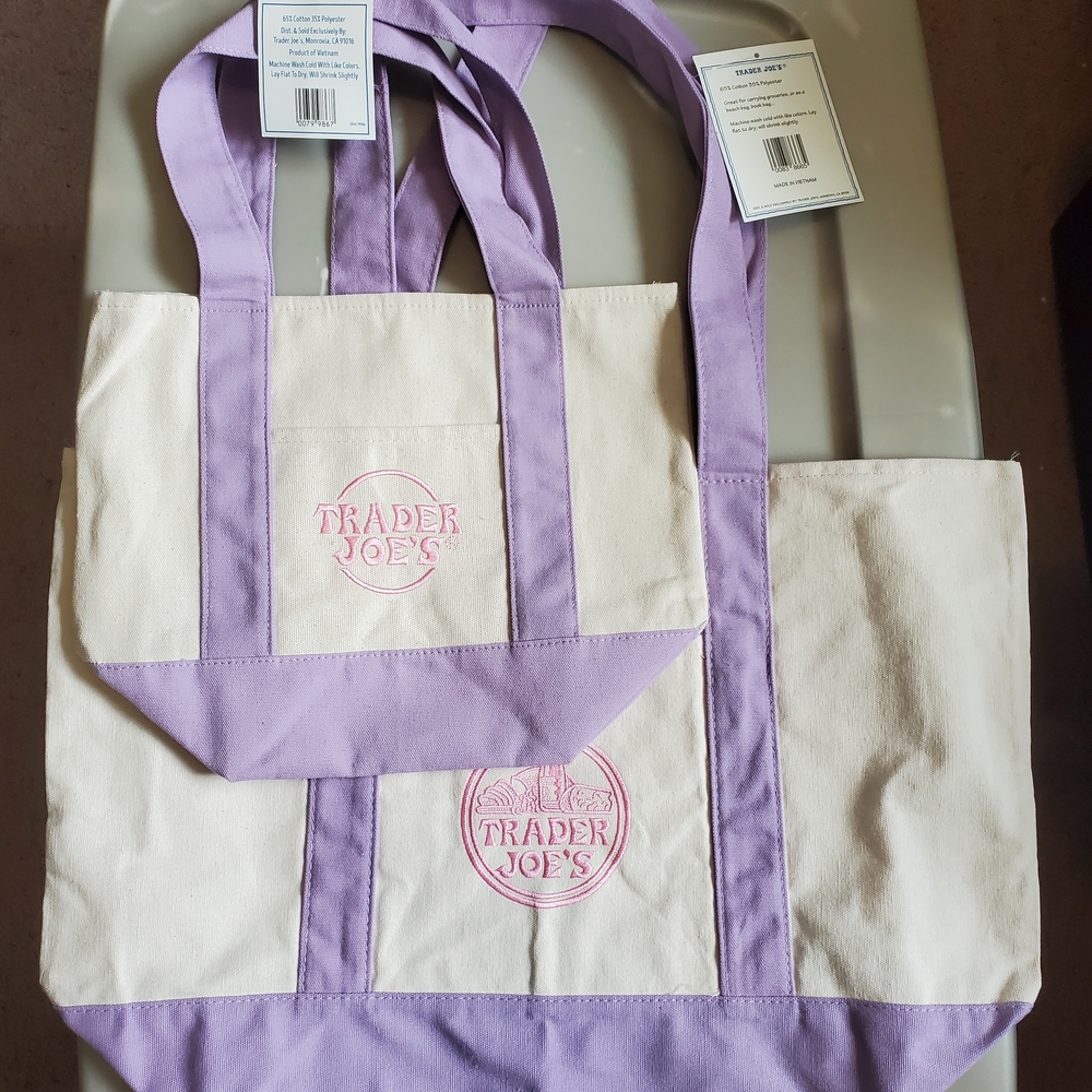 Lavender Trim Canvas Tote Bag